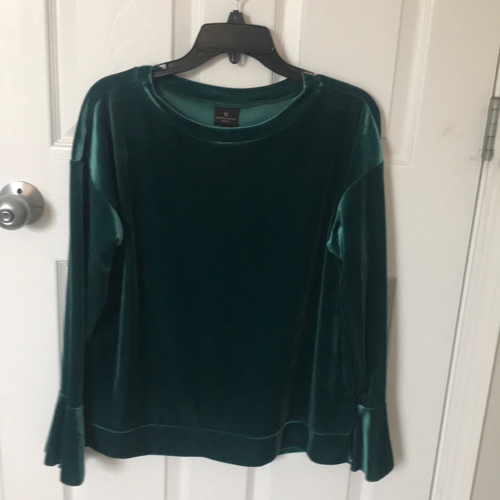 WORTHINGTON Green velour/velvet shirt, size PM